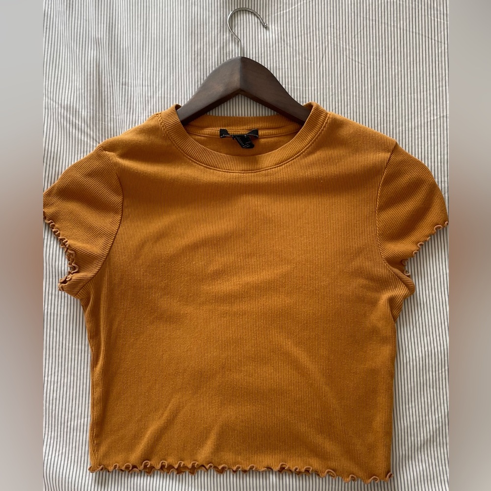 Forever 21 Yellow Ribbed Crop Top